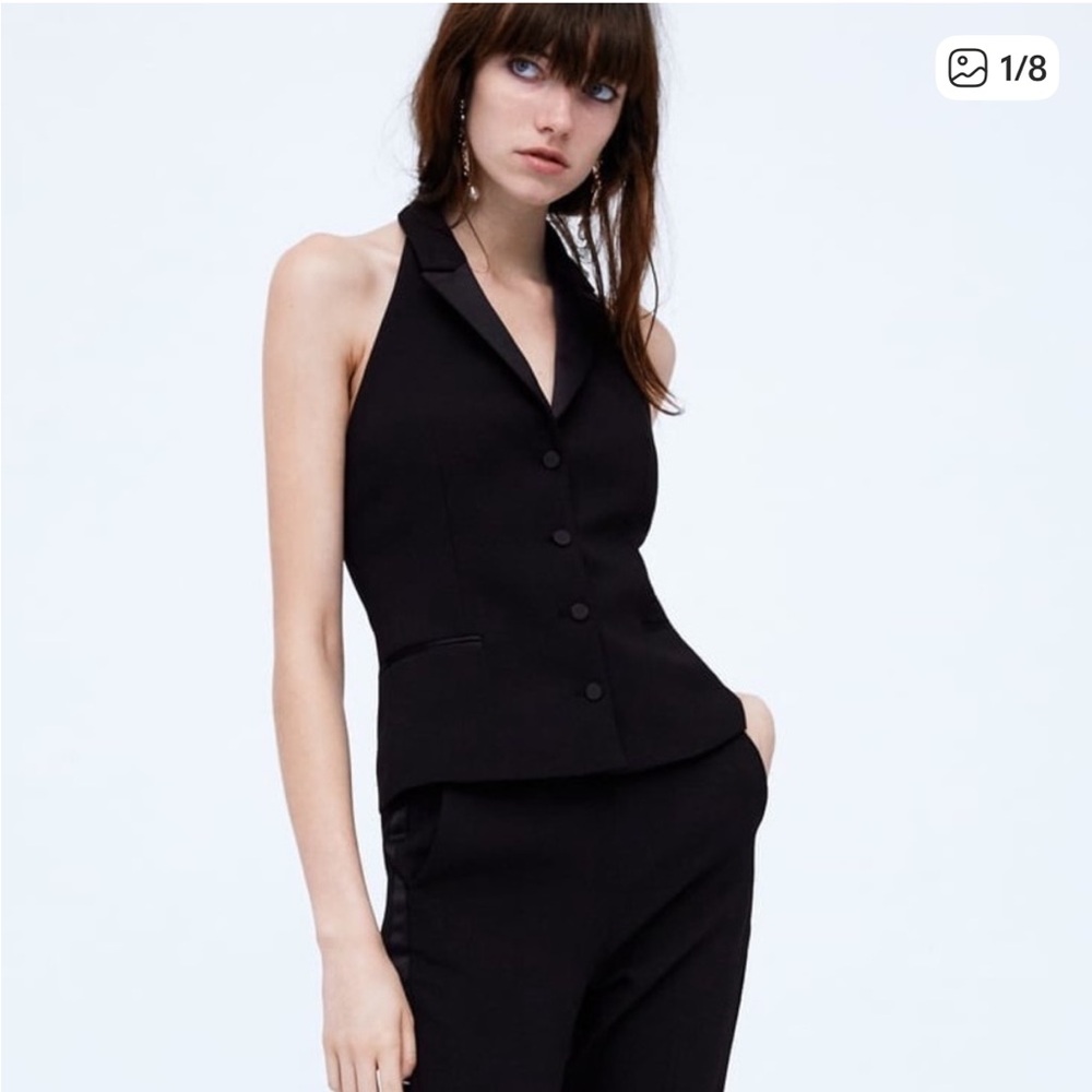 Zara Black Halter Neck Tuxedo
Vest Top size M